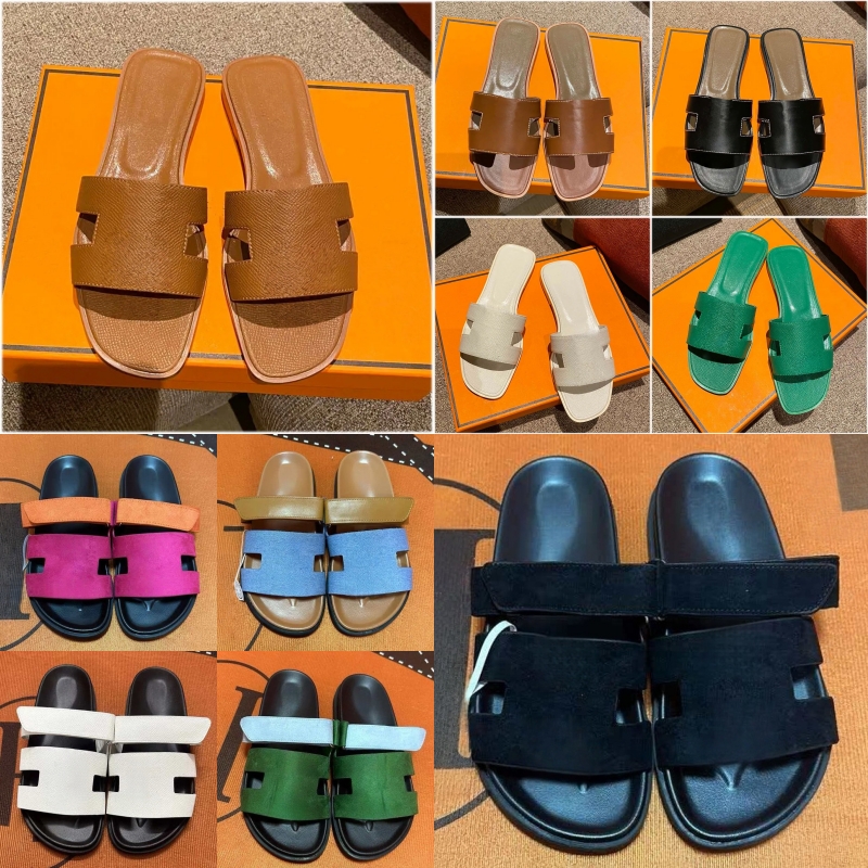 Free Shipping Designer Fashion Ladies Leather Flats Beach Scuffs Slippers Slides for Womens Famous Flats Fur Mules Slippers-image-904841774