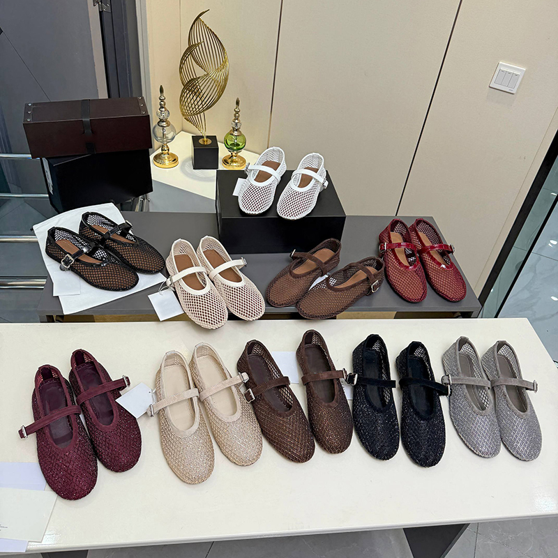New womens designer flat bottomed boat shoes as a must-have for goddesses flat bottomed ballet fishing net mesh single shoe size 35-41 with box