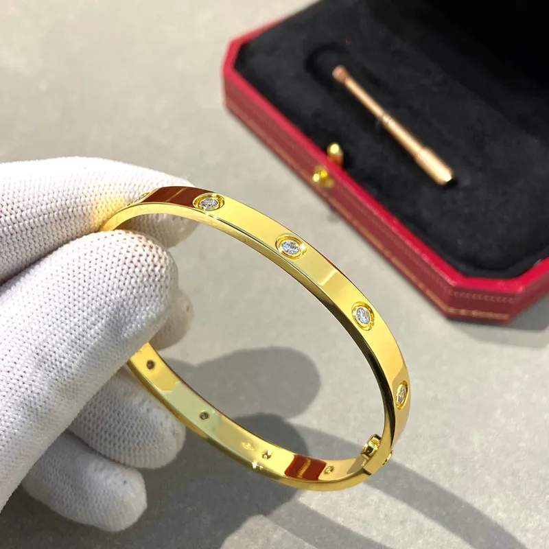 Luxury bangle men screw Bracelets Charm Bracelets for Women Titanium Steel silver jewelry Designer spring Jewelry Gold Bracelet thin with Bolt Drive