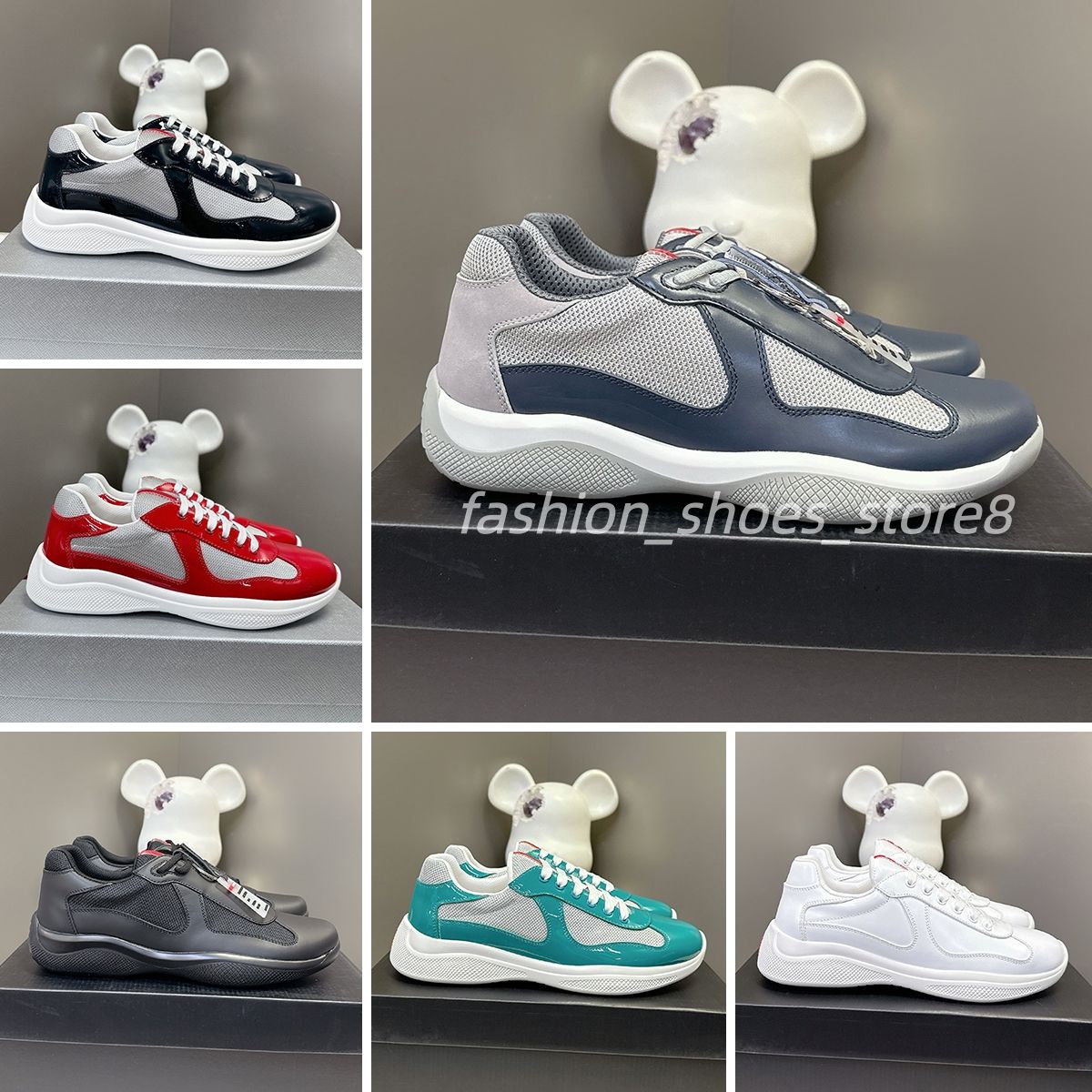 Americas Cup Original Designer Shoes Luxury Sneakers Mens Trainers Womens Casual Shoes Top quality Patent Leather nylon mesh breathable outdoor Shoe