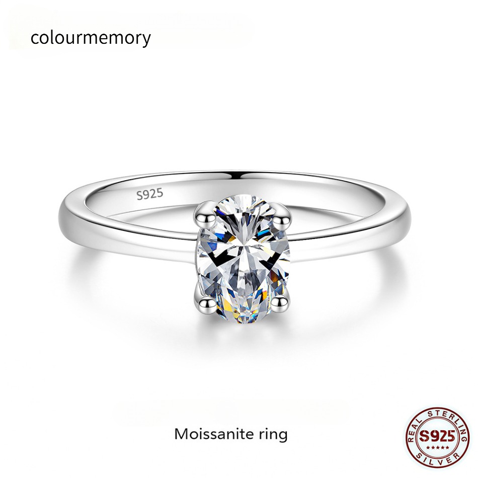Classic 4 Claw Moissanite Wedding Ring 925 Silver GRA Certified Promise Ring-image-1105177183