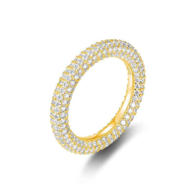 Factory Wholesale Hip Hop Style Custom 925 Sterling Silver Full Iced Moissanite Rhodium Gold Plated Moissanite Rings for Women