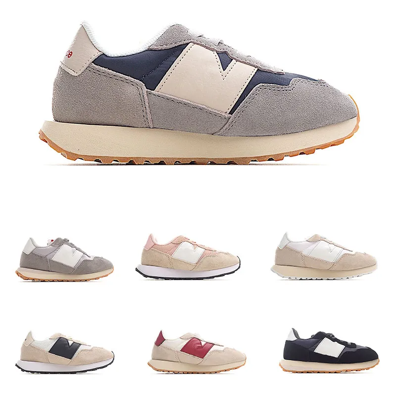 Kids N 237 Bungee Running Shoes Toddler Children Designer Sneakers Beige White Black Suede Rain Cloud Natural Pink Indigo with Moonbeam B237S Sport