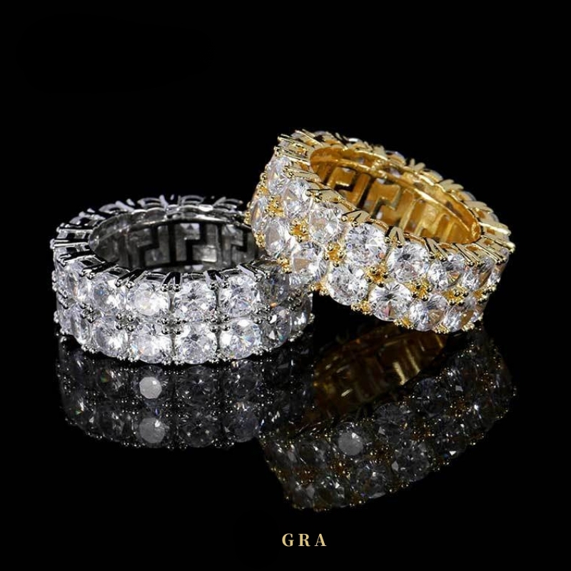Mens two row diamond moisanite by test fashion Custom hip Hop jewelry 925 Silver VVS GRA Certificate silica ring gift
