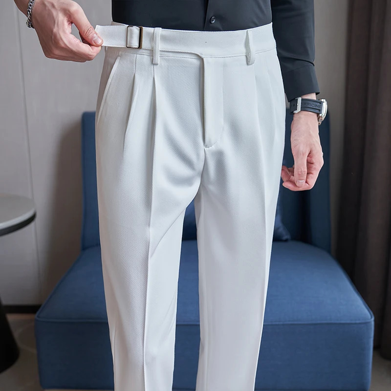 Fashion Men Business Social Twill Suit Pants Green / Black / Gray High-end Male Wedding Party Dress Trousers 260508