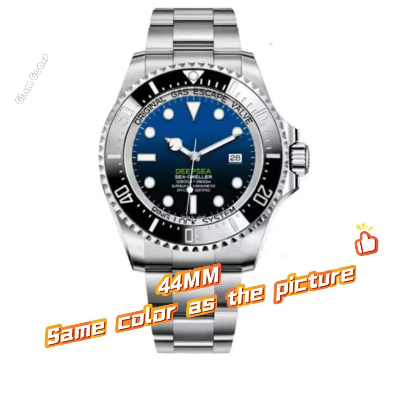 Mens 2813 automatic movement 44MM luxury seadweller Male Single calendar watches men designer waterproof stainless steel strap mechanical watch wit