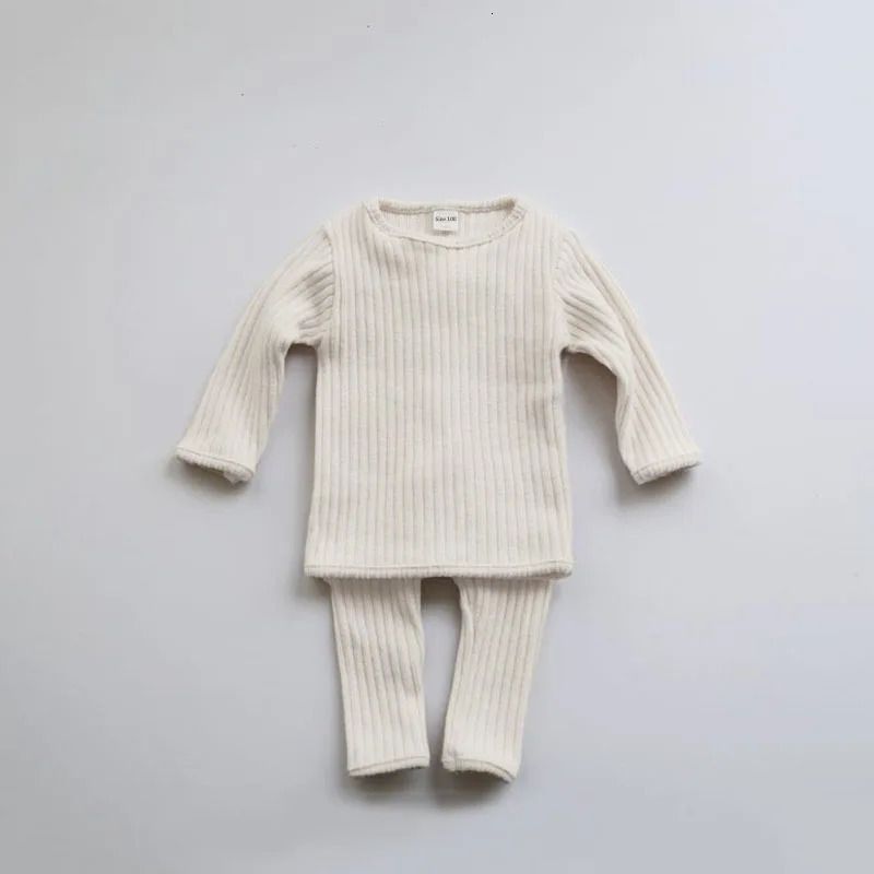 k1579 Spring Winter Toddler Baby Clothes Sets Girls Boys Knit Sweater Tops Leggings Children Pajamas Kids Thermal Underwear For