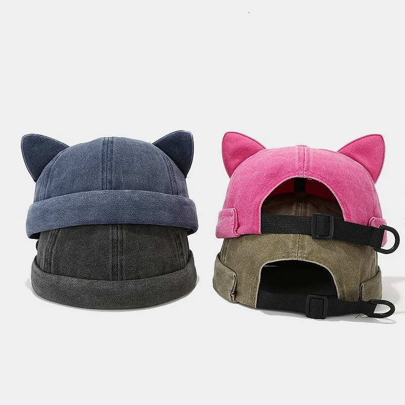 2024 Spring Summer Cotton Solid Color Docker Cap Brimless Hat Beanie Landlord Sailor Cap Women 01260428