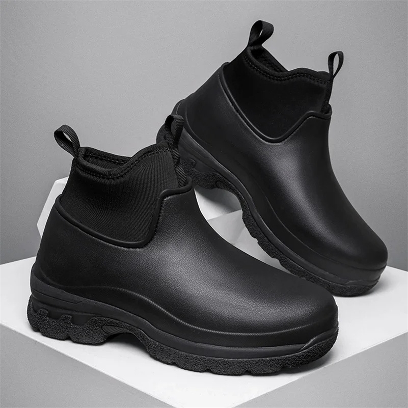 Men Rain Shoe Thick Soled Chef Shoes High Top Casual Sport Shoe Hiking Shoes Waterproof Anti Slip Men Short Boots Wear Resistant 260507