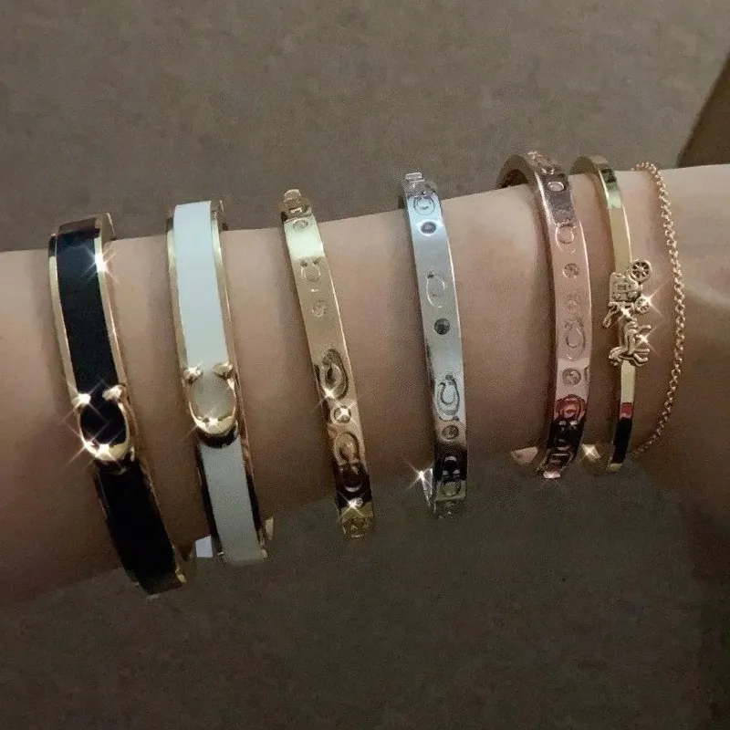Luxury letters couple bangle Bracelets designer thin love bangle couple bracelet unisex retro vintage open size gold silver rose bangles bracelets j