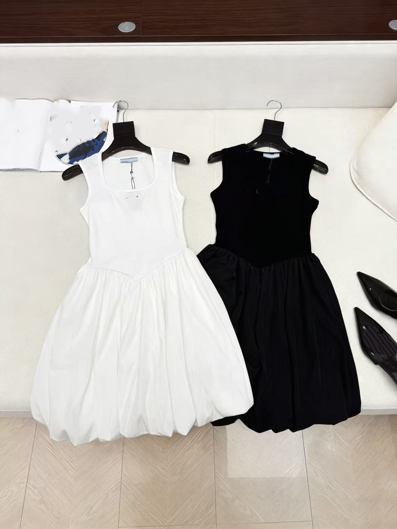 P Summer New Puffy Large Skirt Sleeveless Tank Knit Dress-image-1105212295