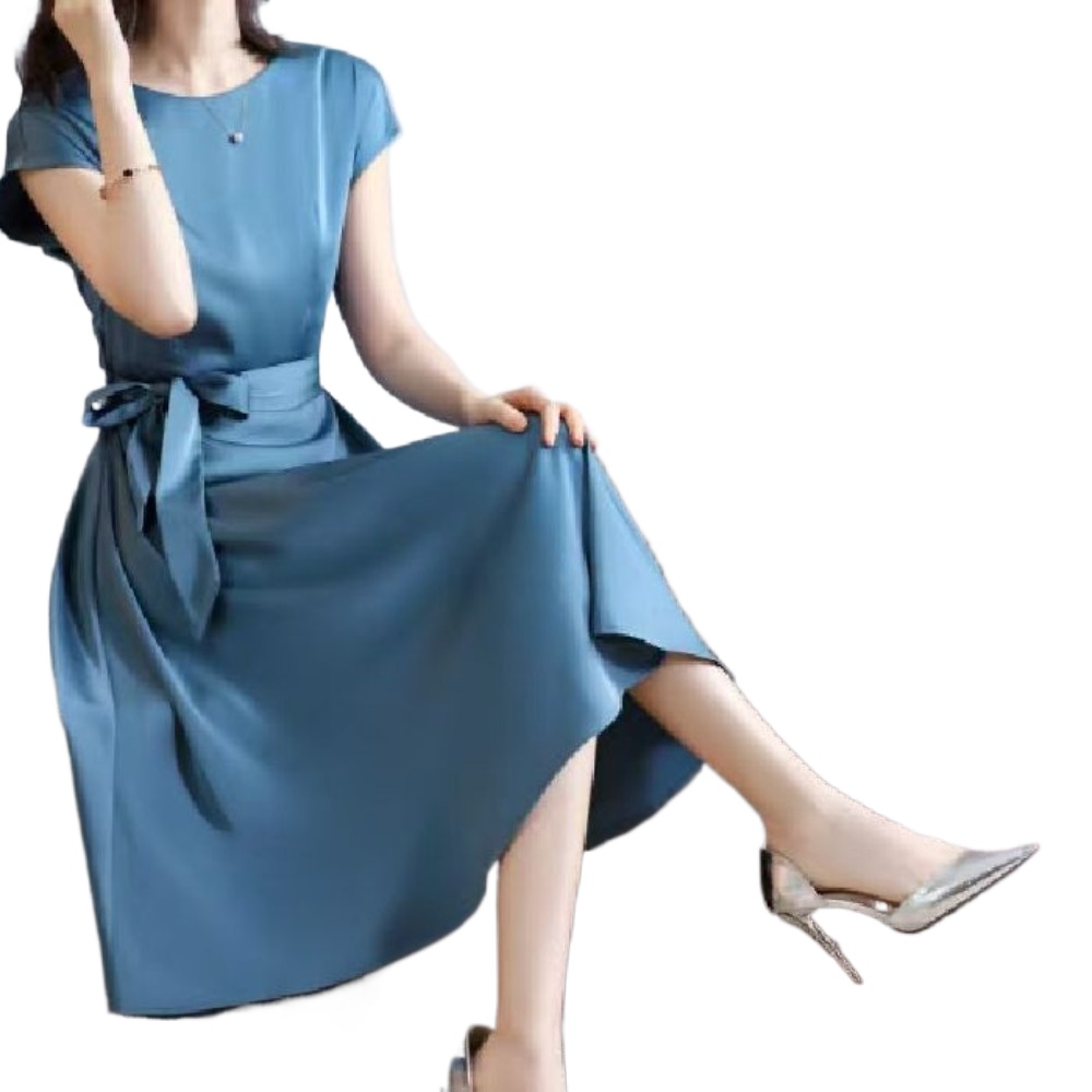 (60) Robe de mariée d'été pour mère, robe mi-longue noble d'âge moyen