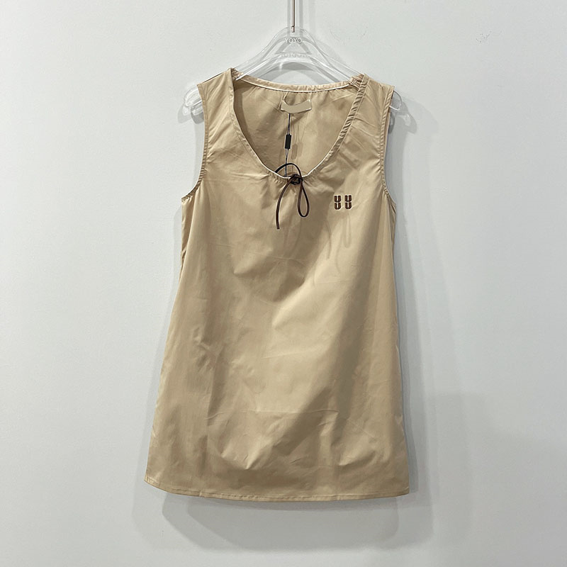 Robe kaki décontractée pour femmes, élégante, avec lettres, gilet, court, costume court de styliste, robe d'été Simple avec lettres