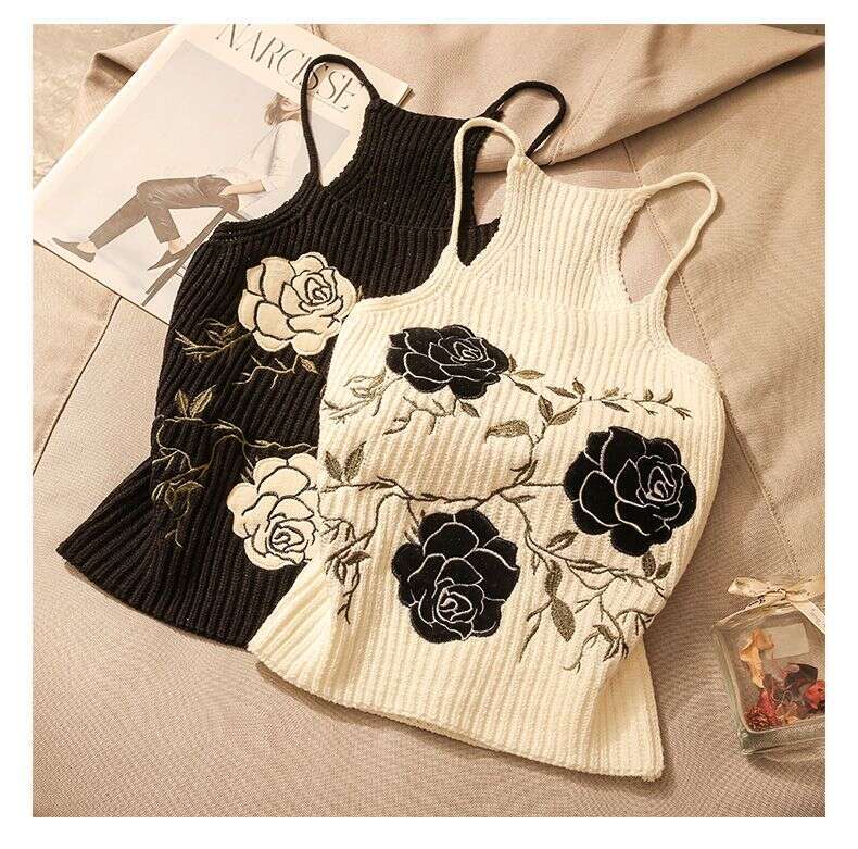 Summer New Printed Camisole 2024, Short Sexy Inner Wear, Unique Hot Girl Sleeveless Knitted Top For Outer Wear