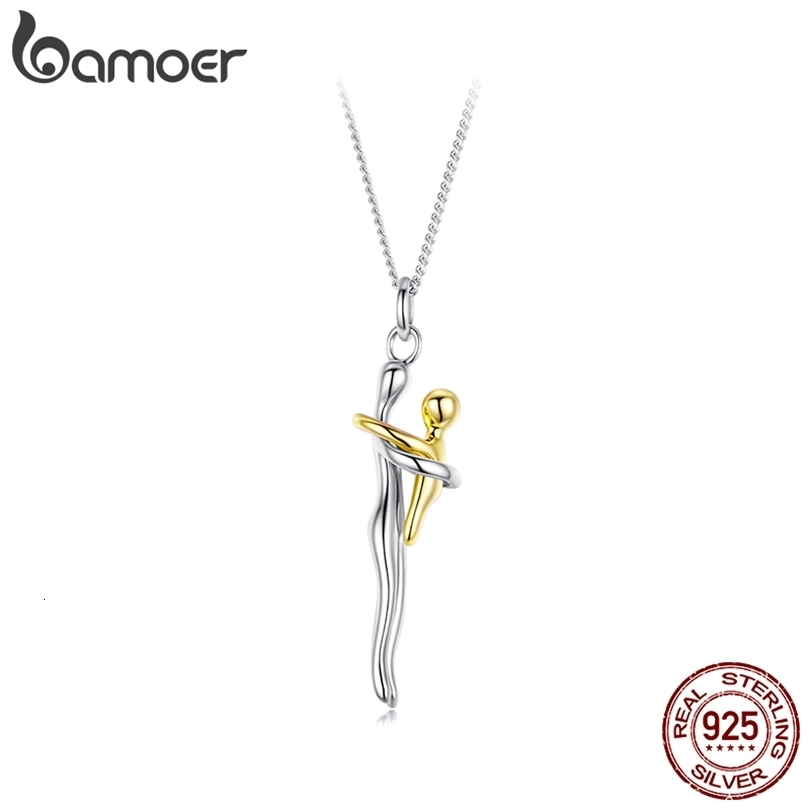925 Sterling Silver Twotones Hug Necklace Detachable Mother and Child Pendant for Family Special DIY Love Jewelry 260430
