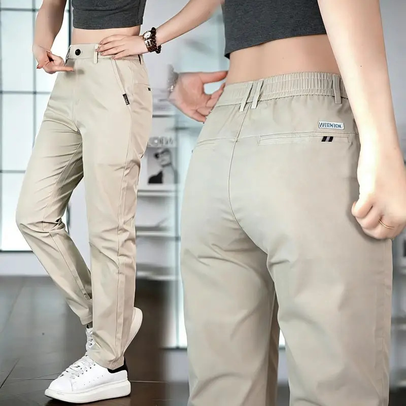 2026 Mens Ice Silk Straight Leg Thin Breathable Casual Pants Summer Business Long Trousers Fashionable Versatile Lightweight260424
