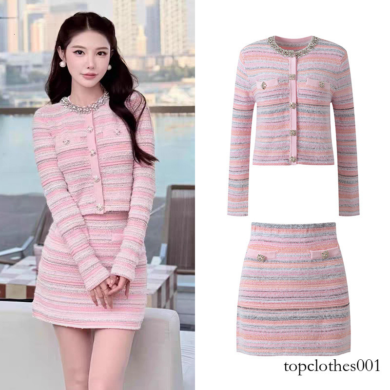 2026 Summer inspired Rhinestone-embellished Slim-fit Short Cardigan Top and Skirt Set