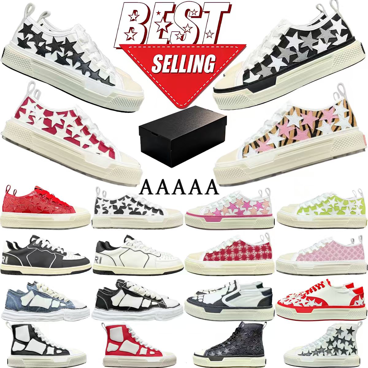 ma star court low bone sneakers 12A high quality ma shoes designer shoe men women canva upper with star patches vintage rubber toe cap chunky rubber