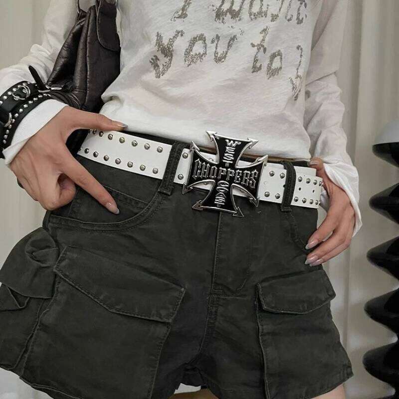 Bohemian Cross Rivet Y2k Waist Belt for Women 2025 New Item with Dress Niche and Versatile Design Sense 26H0508