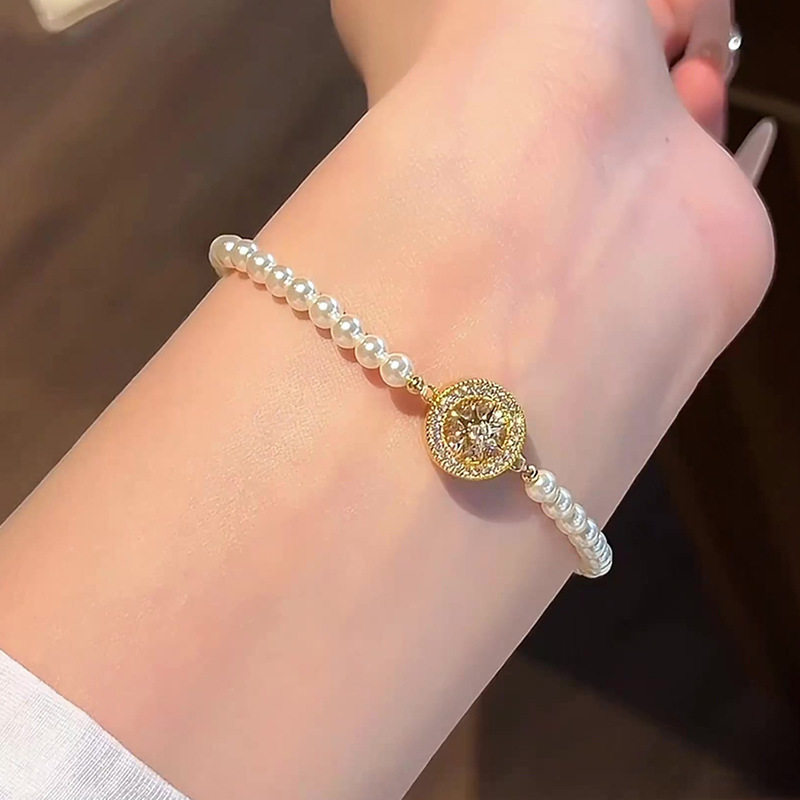 18k real gold plated zircon pearl beaded bracelet, light luxury high-end feel, unique design niche wristband jewelry-image-1105080800