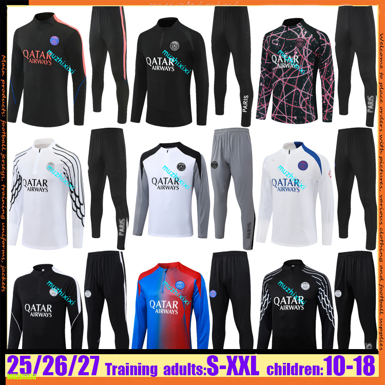 2026 2027 Paris survêtements de football MBAPPE O.DEMBELE VERRATTI Enfant et Homme 24 25 26 PSGes ensemble d'entraînement maillot manches longues