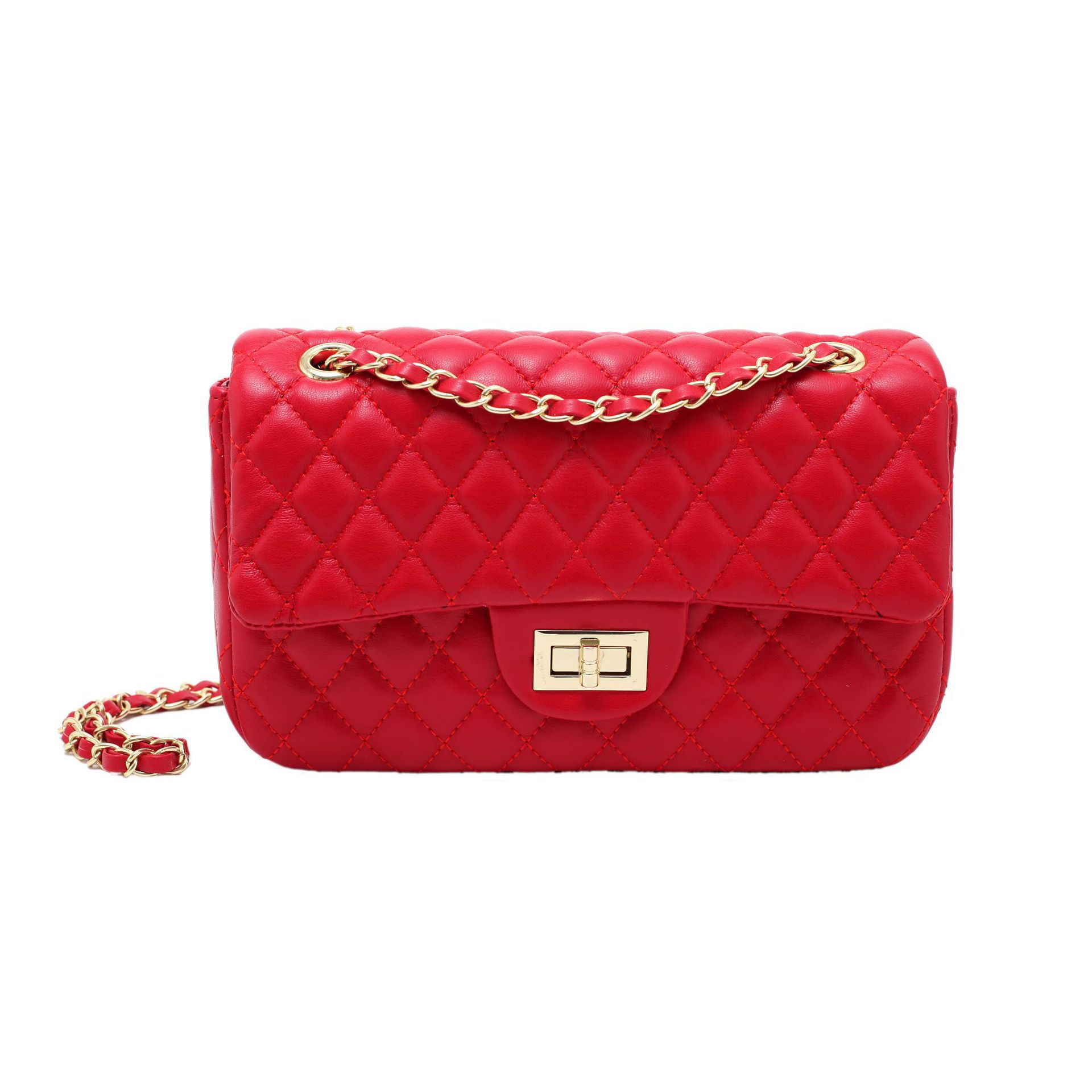 Women Luxury Style Rhombus Quilted Flap Shoulder Bag, Classic Interlaced Chain Strap Crossbody Purse, Retro Turn-lock Square Handbag For Multiple Oc