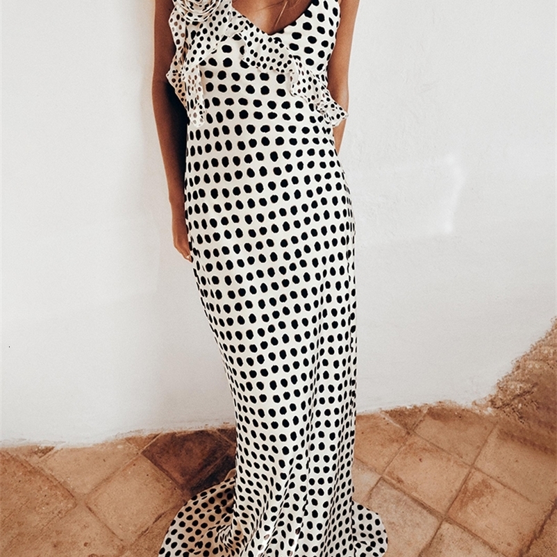 JULISSA MO Sexy Backless Print Dots Flower Women Maxi Dress Spaghetti Strap Evening Dress Autumn Skinny Elegant Party Clubwear 260429CJ