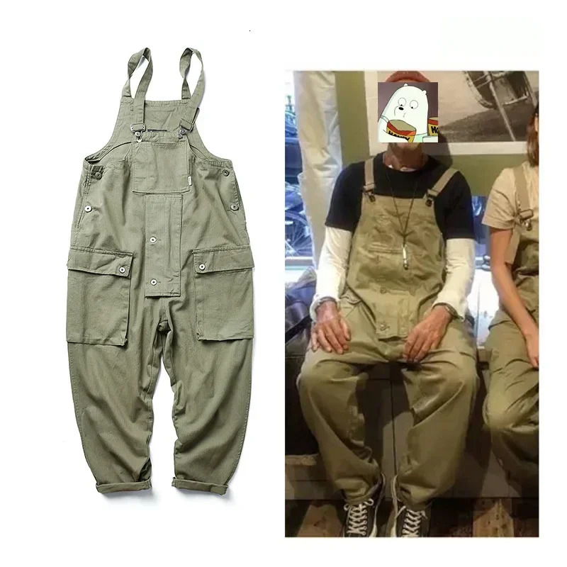American Casual One Piece Set Suspenders Mens Overalls Loose Fashion Denim Jumpsuit Men 260506BJ