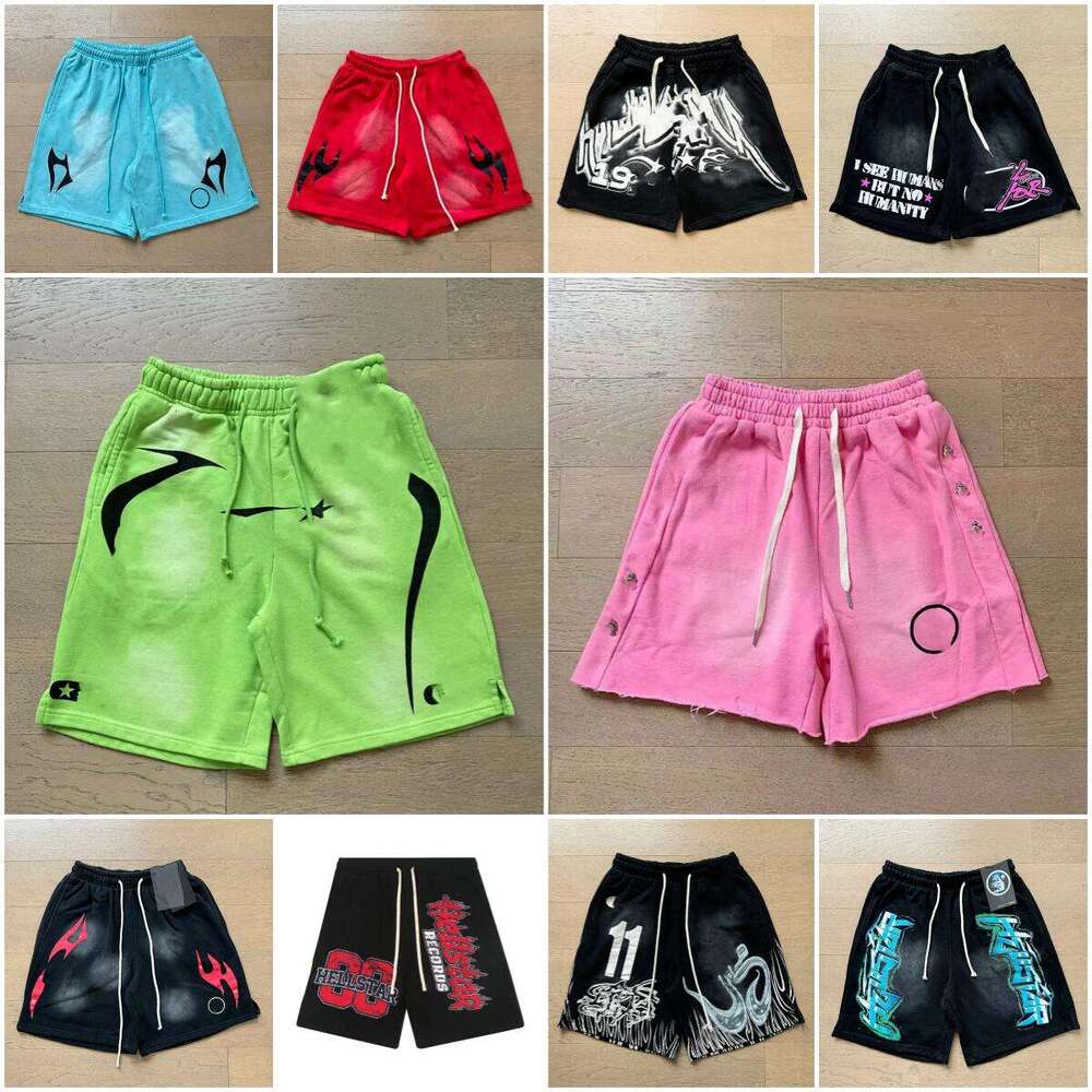 Mens designer t hoodies Blue Yoga Graphic Print Washed Shorts Hip Hop Streetwear Unisex Black 100% Cotton Basketball Beach shirt US size s-xl