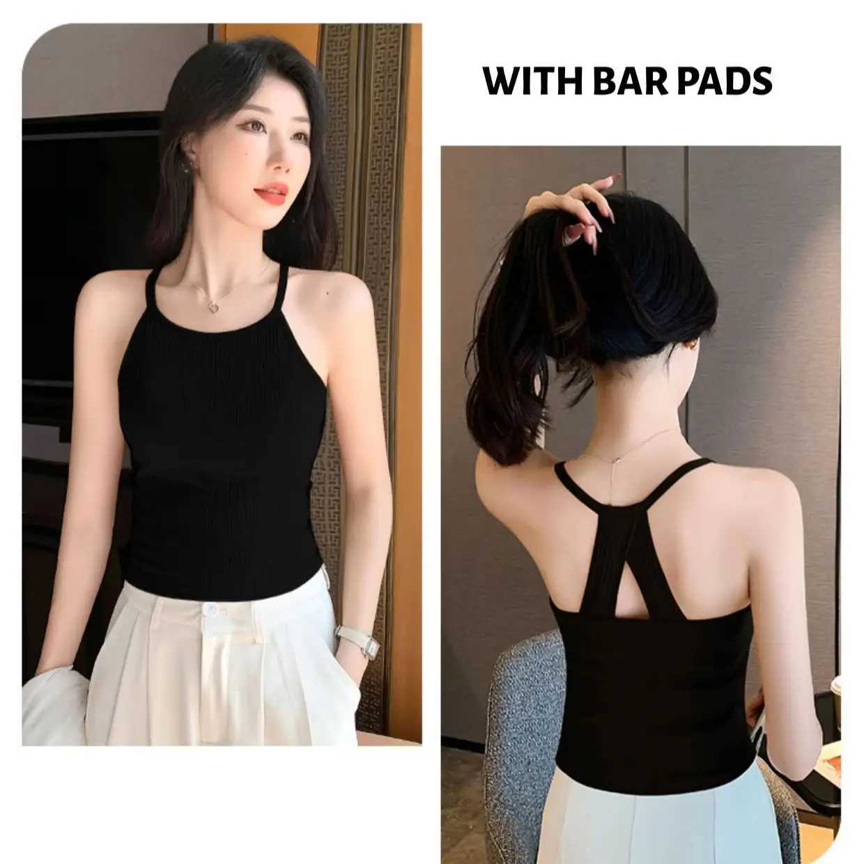 Womens Backless Halter Tank Top with Built-in Padded Bra Soft and Stretchy Perfect for Layering or Wearing on Its OwnT260509