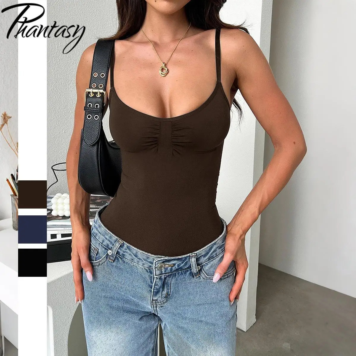 Phantasy Sexy Spice Womens Tanks Skinny Strapless Tank Top Lady Casual Slim Bodysuit Solid Color Top Summer Womens Clothing 260509BJ