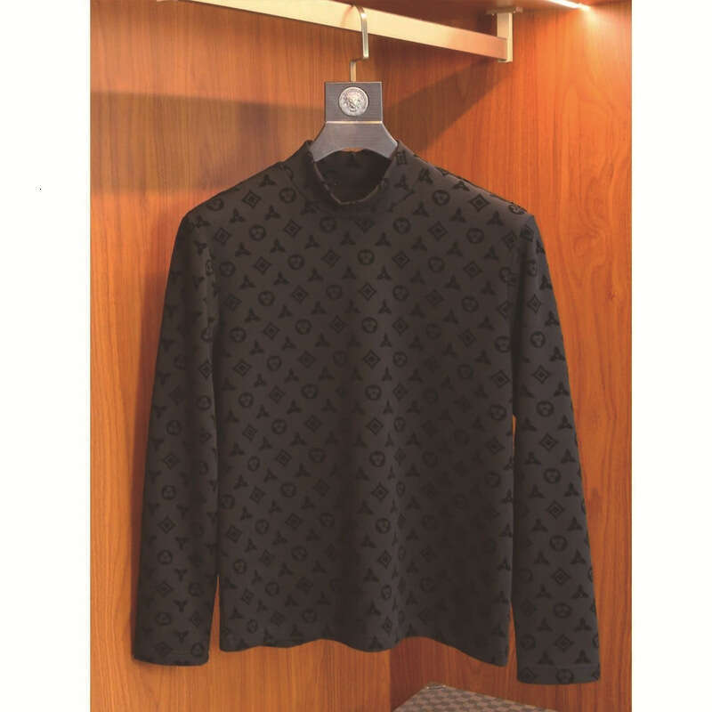 Hoodie Sweatshirt European High-Quality Light Luxury Half-Turtle Neck Long-Sleeve T-Shirt Men's Trendy Autumn Winter Niche Letter Inner Layer B