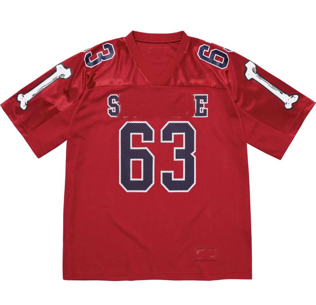 2026 New Fw25 Bones Football Jersey 63 Black White Red T Mens Top Casual Summer Tee Shirt Brand Jerseys US Size outdoor Free Shipping