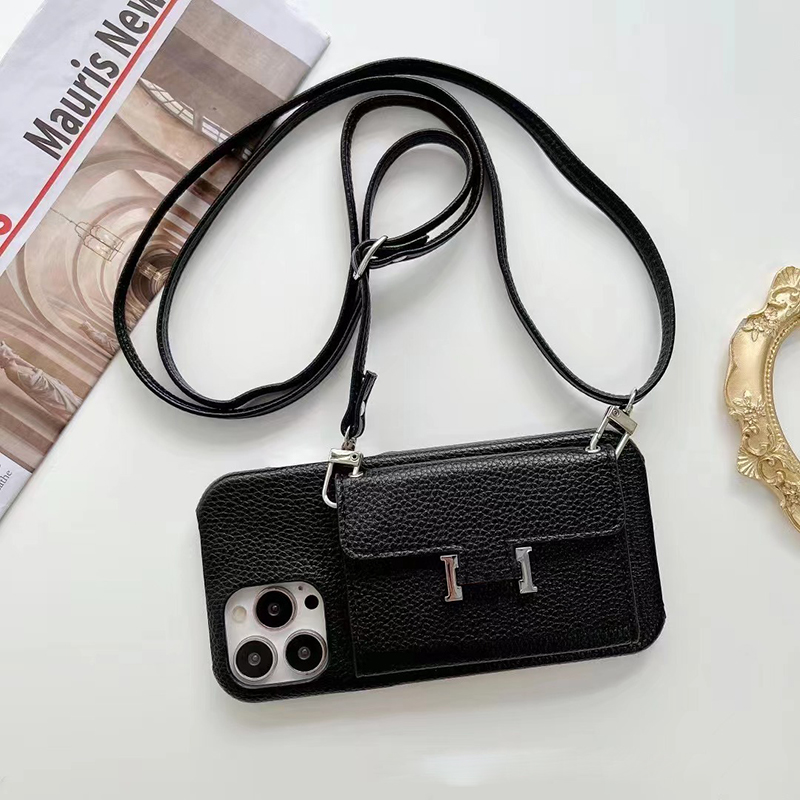 Tri-fold Wallet Designer Phone Case Card Holder for Apple iPhone 17 Pro Max Luxury Pebbled PU Leather Crossbody Shoulder Strap Cover Coque Teleph-image-1105249776