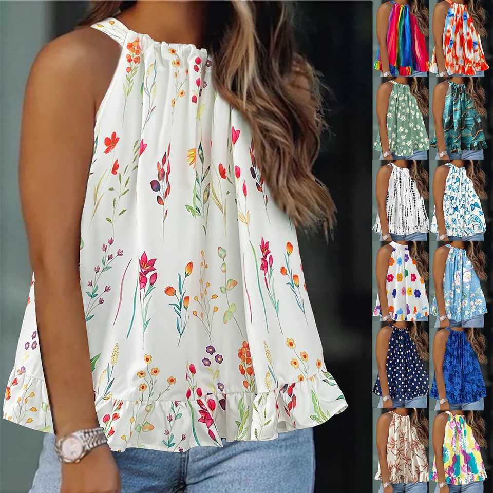 Plus size womens spring and summer fresh and fashionable halter neck off-shoulder solid color elegant urban vest suspender T260509