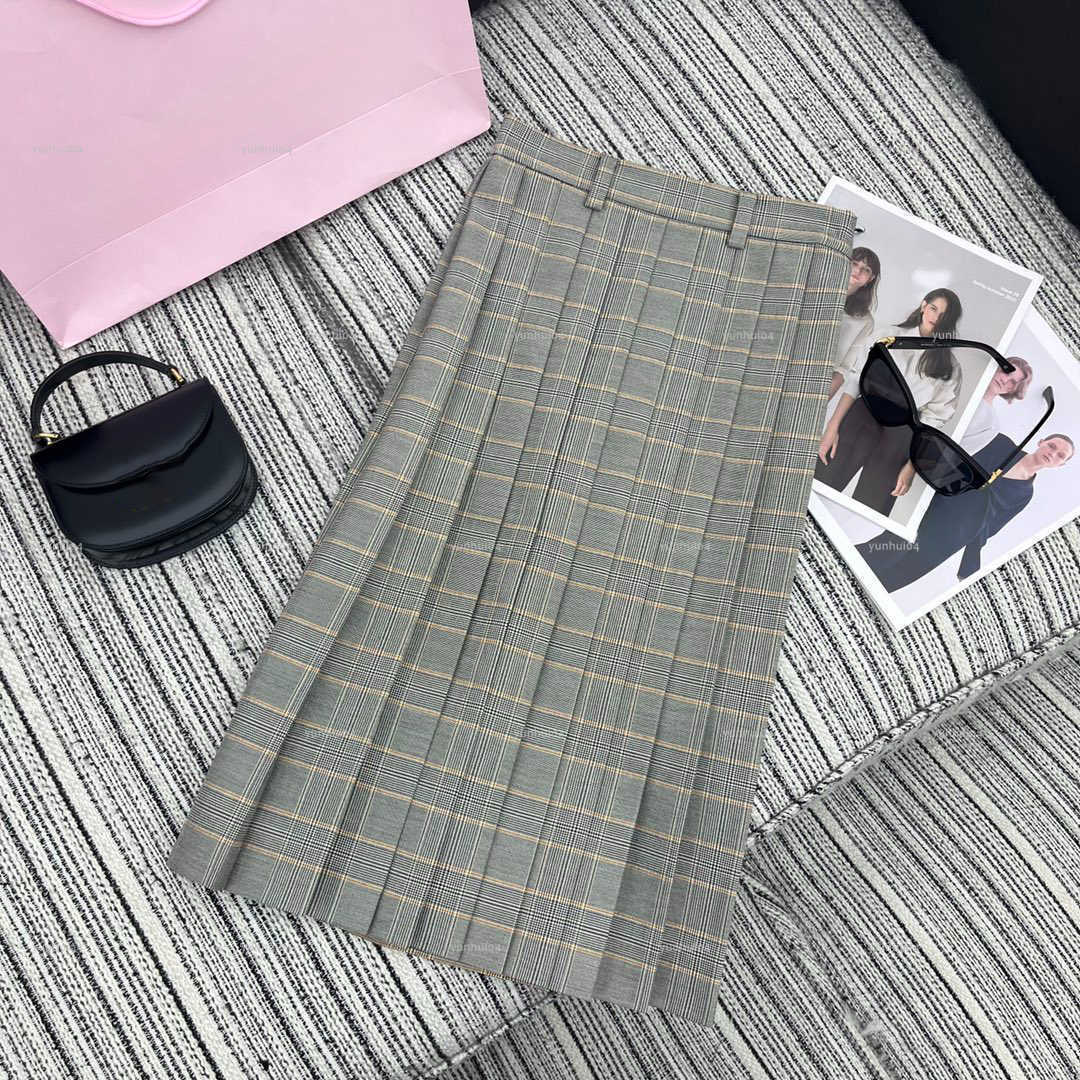 Popular Skirt women dress Summer lady dresses women designer clothes plaid pleated skirts A078X02N086-image-1105308429