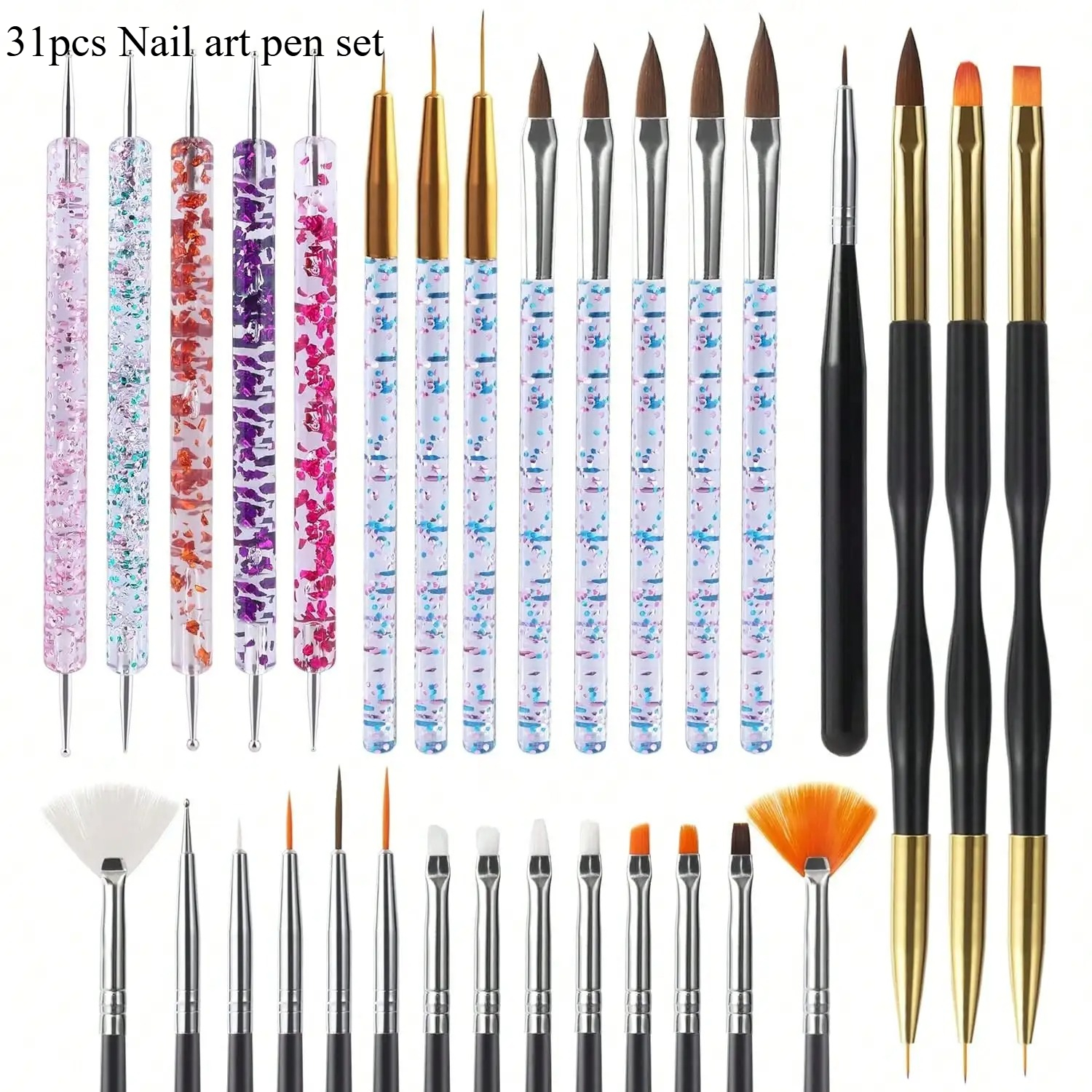 31pcs Nail Brushes, Nail Tool Set, Nail Dot Tool, Nail Paint Brush, Striped Nail Art Brush for Long Lines, Drawing Pen for Nail Design-image-1105268961