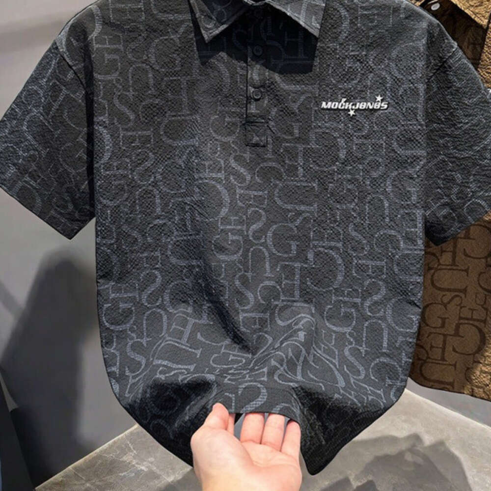 Summer Men's Business Casual Retro Collared Shirt, Niche Design, Lightweight, Fashionable Trendy Brand Short-Sleeve T-Shirt
