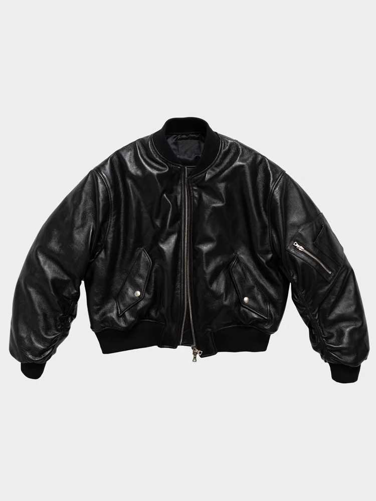 Mauroicardi Autumn Cool Handsome Black Thickened Warm Pu Leather Bomber Jacket Men Zipper Luxury Designer American Clothes 2025 L260509
