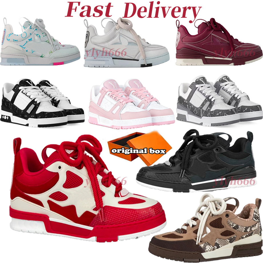 Style de luxe Live Skates Designer Skate Chaussures Hommes Femmes Casual Respirant Bas Top En Cuir En Plein Air Mode Baskets Gaufrage chaussures