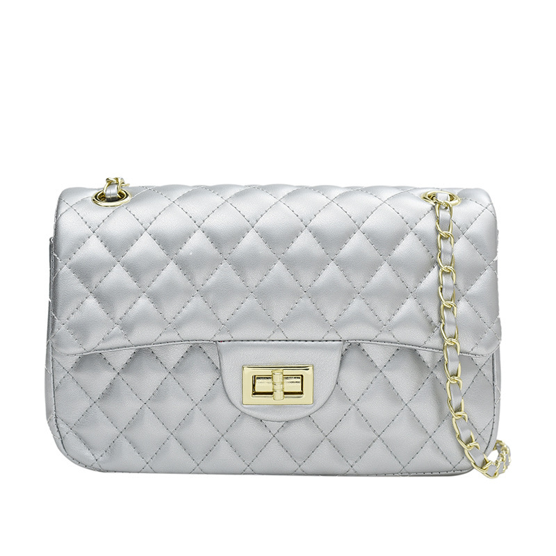 Women Luxury Style Rhombus Quilted Flap Shoulder Bag, Classic Interlaced Chain Strap Crossbody Purse, Retro Turn-lock Square Handbag For Multiple Oc