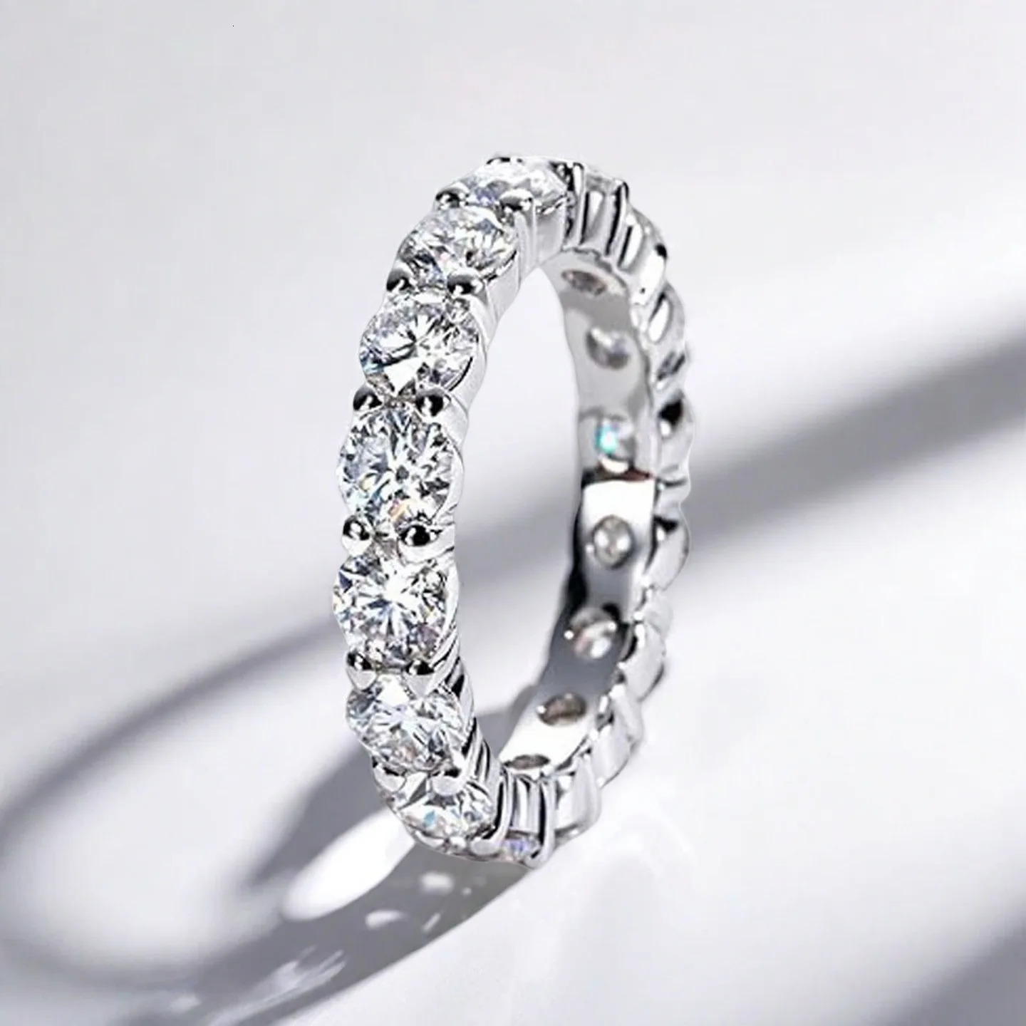 Carnica 4mm 03CT Stone Ring for Women 100 S925 Sterling Silver Sparkling Wedding Band Jewelry GRA D Color Gift 260508