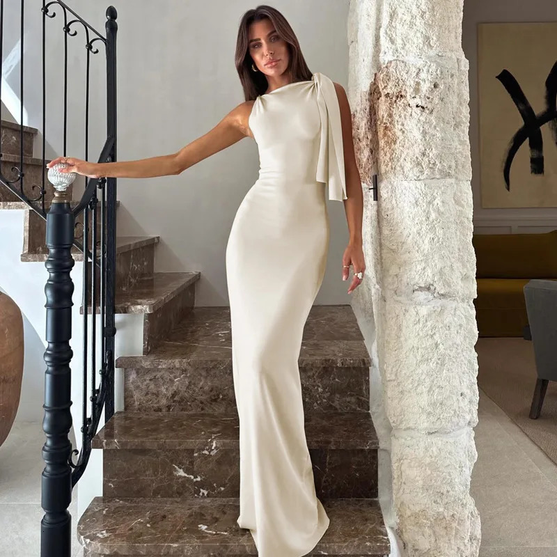 Women Fashion Solid O-Neck Sleeveless Patchwork Sexy Bodycon Maxi Prom Dress Summer Women Clothes Party Festival Club Y2K 260506