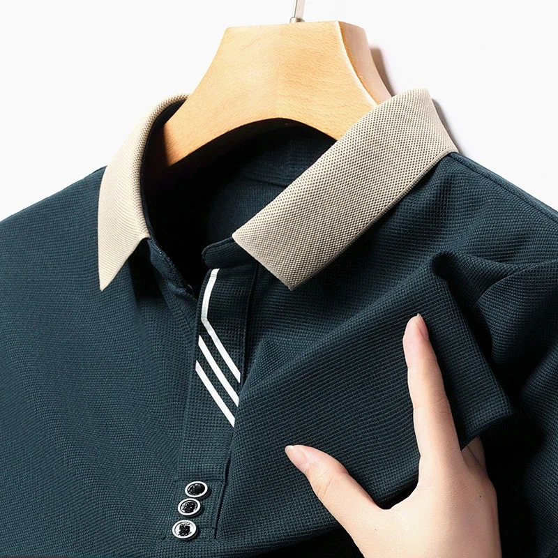 Mens Solid Color Casual Fashion Short Sleeve Polo Shirt Summer Comfortable Top for Business And Leisure 260508
