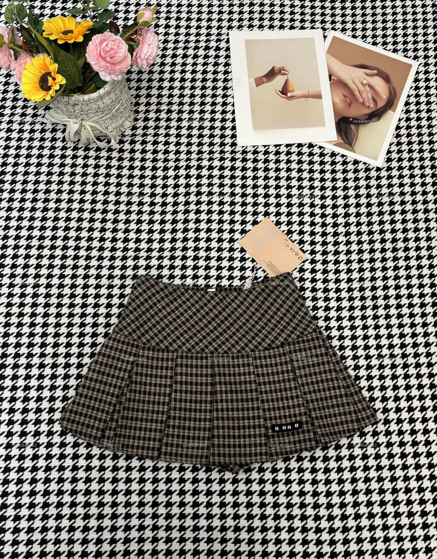 Classics Skirt women dress Summer lady dresses women designer clothes plaid pleated skirts A078X02N083-image-1105308556
