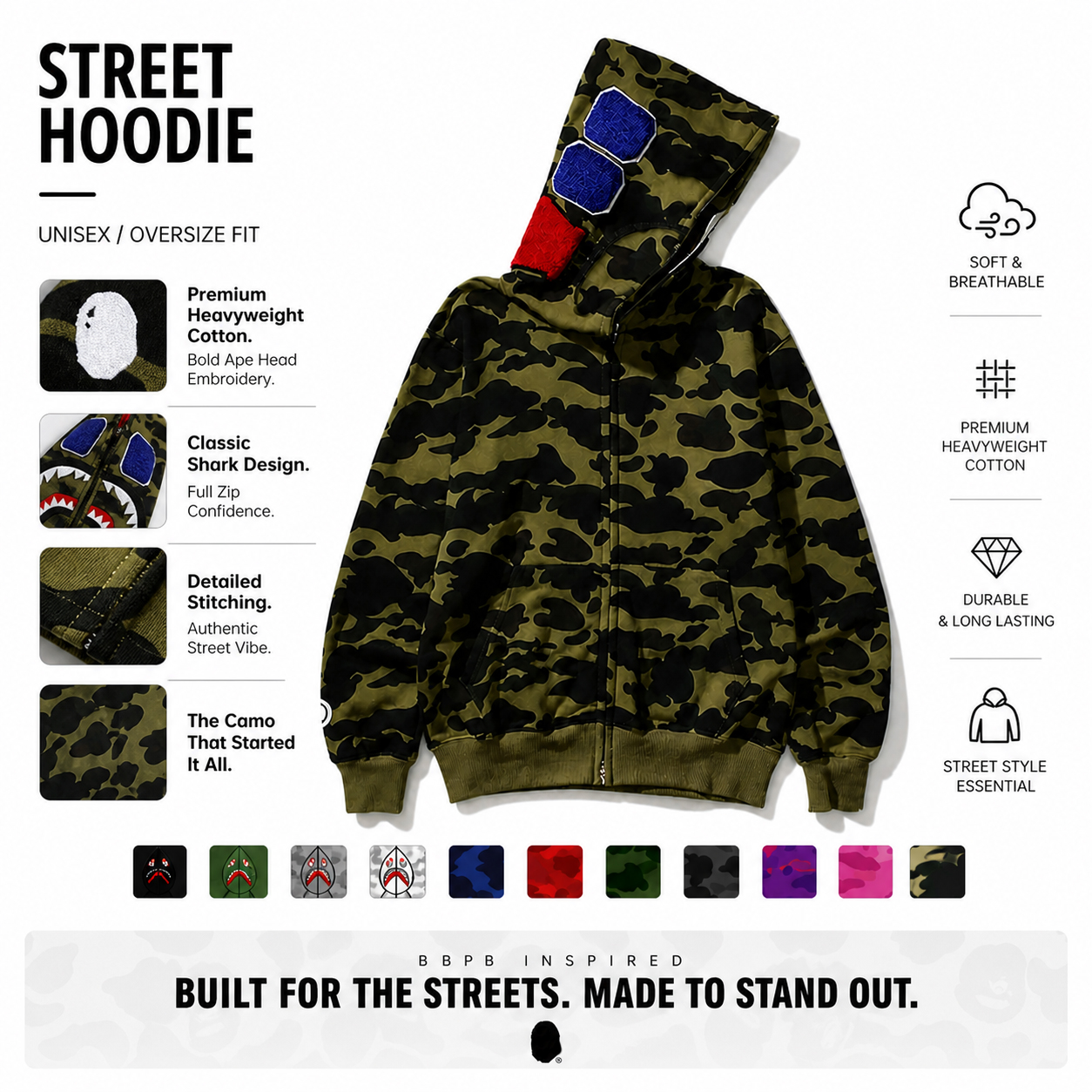 Bapeilys hoodie Men's Designer hoodie T Shirts High Street Cotton Bathe Ape T-Shirt Mans Womens Short Sleeve Summer Casual Streetwear Tops Clot