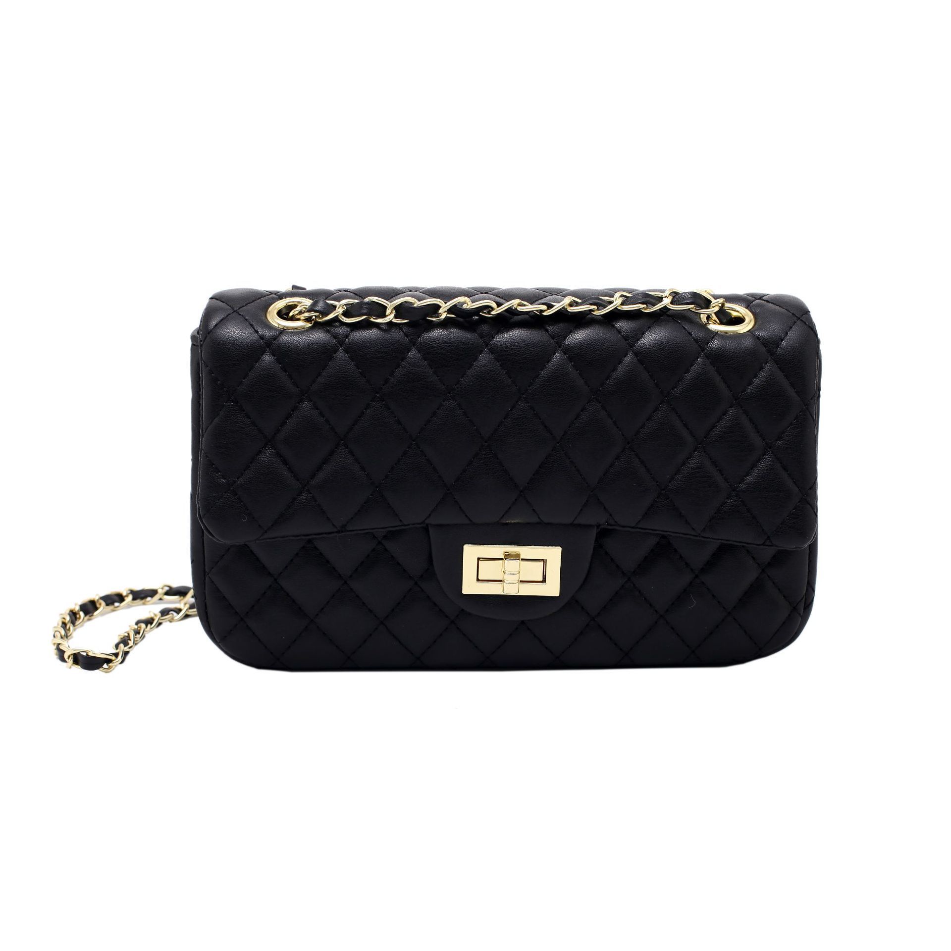 Women Luxury Style Rhombus Quilted Flap Shoulder Bag, Classic Interlaced Chain Strap Crossbody Purse, Retro Turn-lock Square Handbag For Multiple Oc