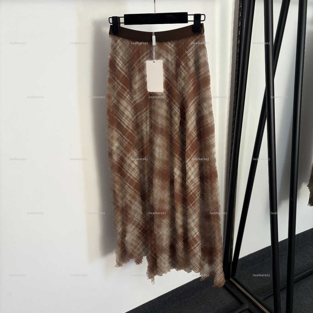 Classics long women dress Summer lady dresses women designer clothes color blocked plaid printed French retro half skirt A1174X02N104