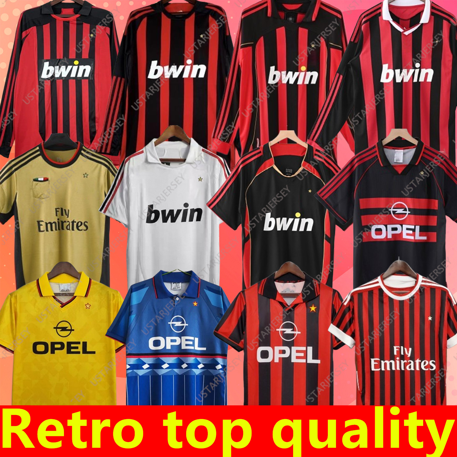 Retro shirts SOCCER JERSEYS 95 96 97 Gullit 01 02 03 12 14 15 2006 2009 2010 Maldini Van Basten Football KAKA 06 07 PIRLO RONALDINHO BAGGIO RONAL-image-907149987