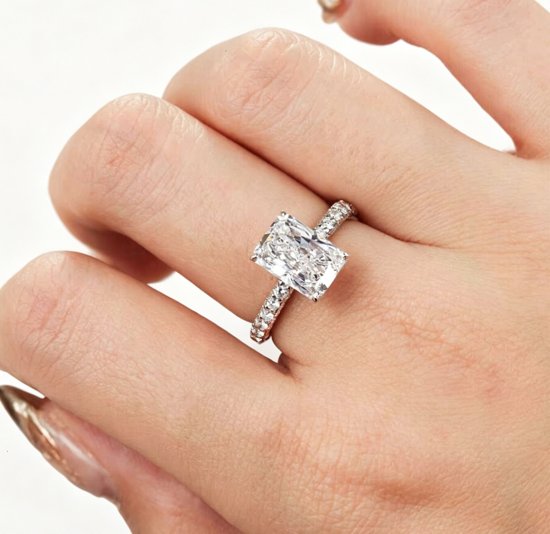 Radiant Cut IGI Certified Lab Grown Diamond Ring Custom 14K 18K Gold 2CT 3CT 5CT D VS1 VVS1 Fashion Wedding Engagement Ring for Women